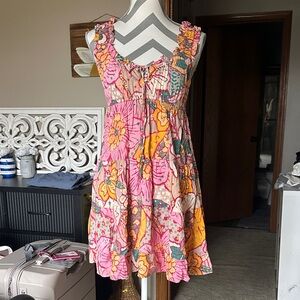 Angie Pink and Yellow Floral Mini Dress